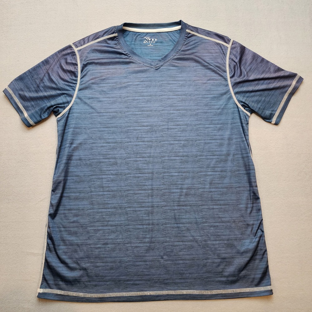 PBX Pro Mens Blue Space Dye V-Neck Athletic T-Shirt Size Medium Activewear Tee